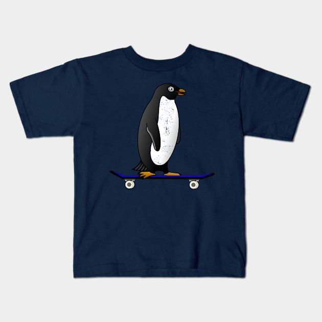 Skateboard Penquin Kids T-Shirt by benhonda2